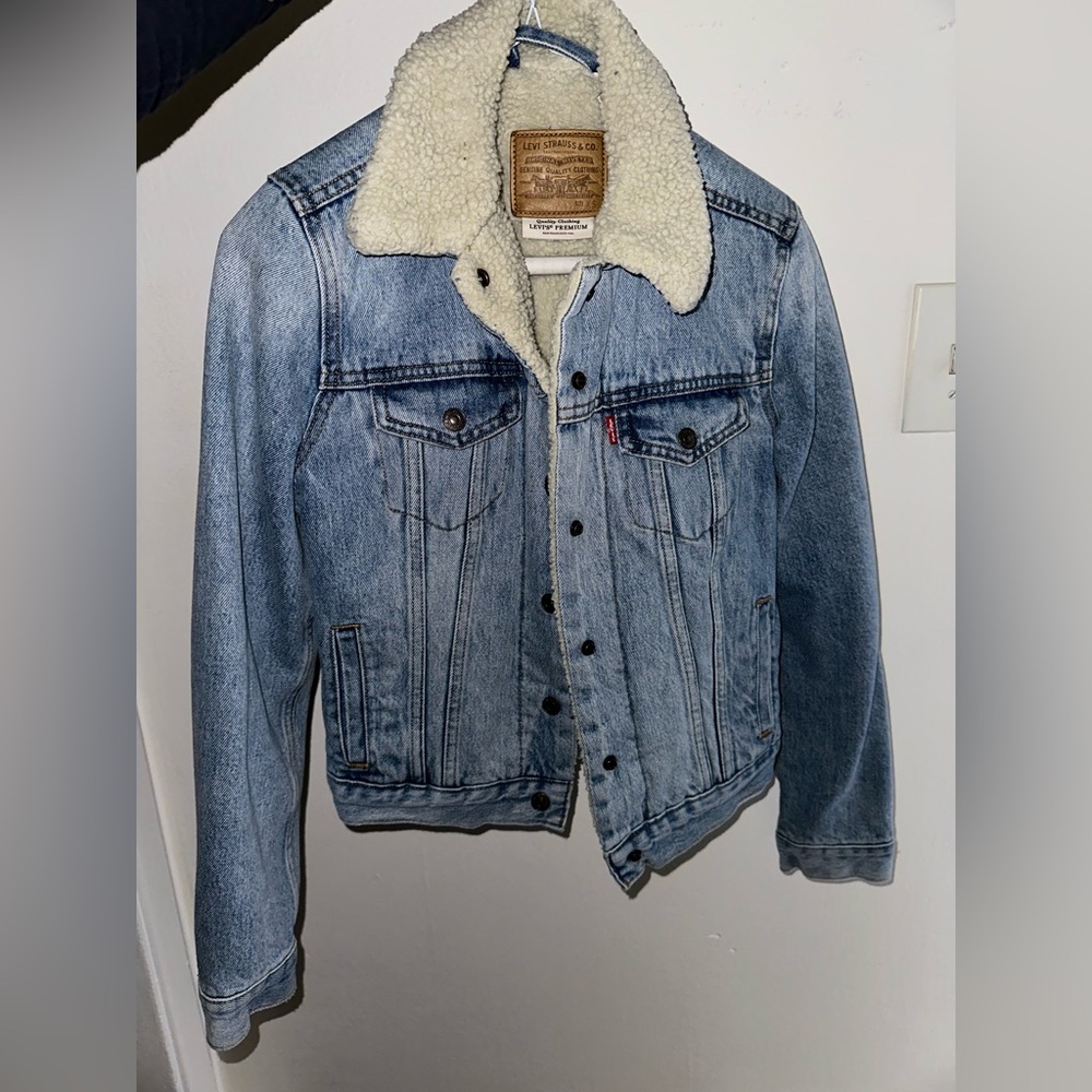 a Levi’s Jean jacket with warm and fluffy in the inside.